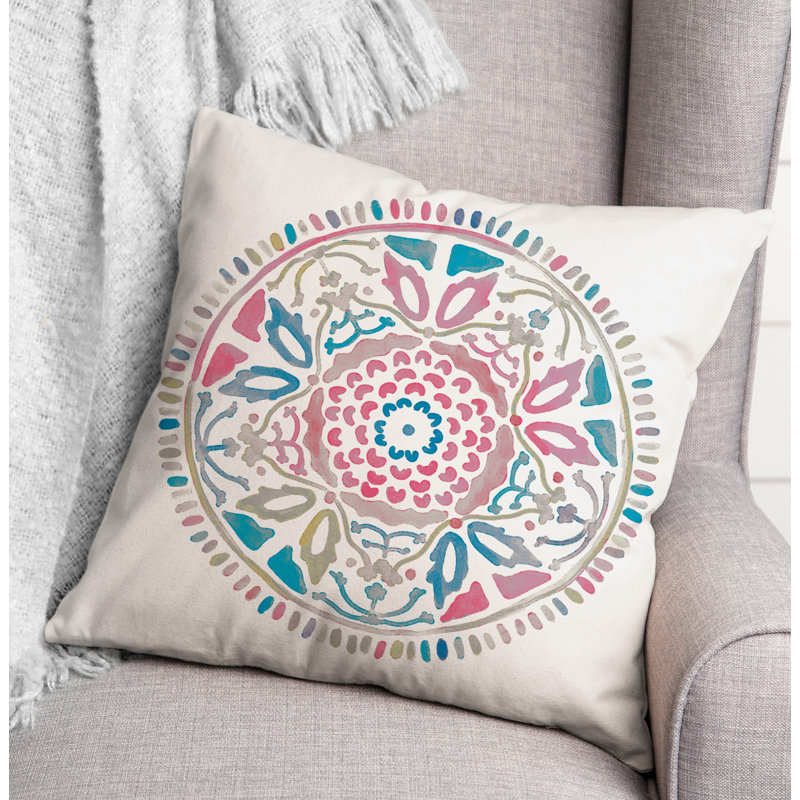 Housse et insert de coussin extérieur d'extérieur, Rose / bleu, Floral 3