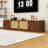 Mid-Century Modern TV Stand with Fluted Doors, Rattan Accents, Adjustable Shelves and Cable Management
