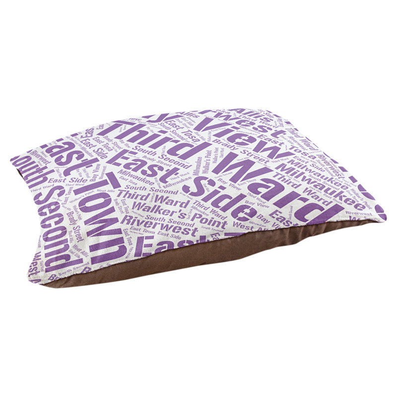 Coussin de chien « districts », Grand (l 40 po x P 30 po x H 14 po), Mauve, Milwaukee