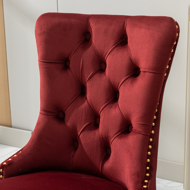 Chaise d'appoint rembourrée Gaudet Fulkerson, Doré, Rouge
