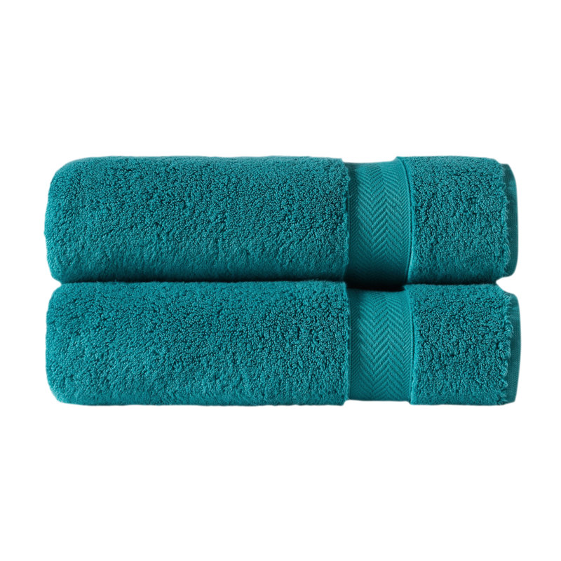 Serviette de bain en coton Dominic, Vert sarcelle