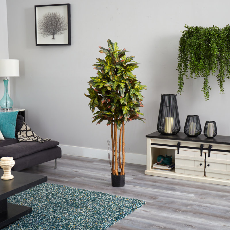 Bambou artificiel Croton en pot, H 60 po