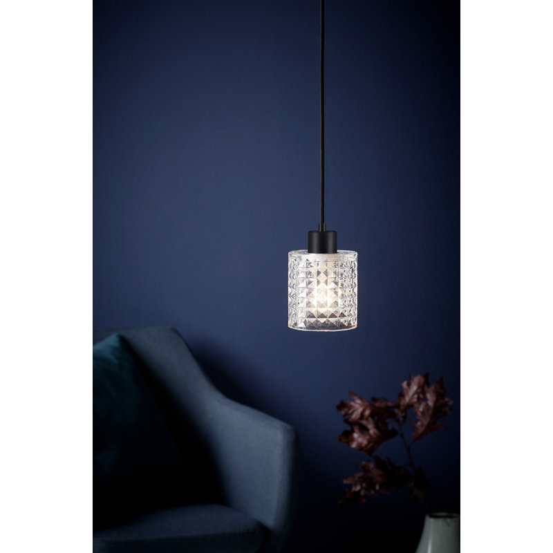 Bisen 1 - Light Black Cylinder Pendant, Clear