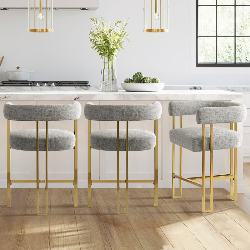 Ensemble de 3 tabourets de bar Dollie, Gris