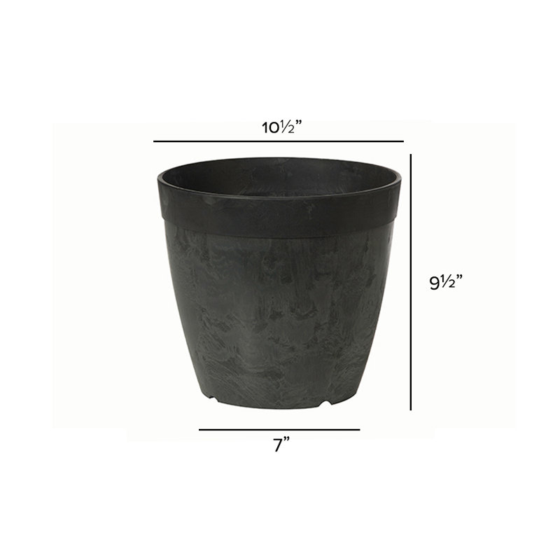Pot de fleurs en résine à arrosage automatique Nashville, H 9,5 po x l 10,5 po x P 10,5 po, Noir