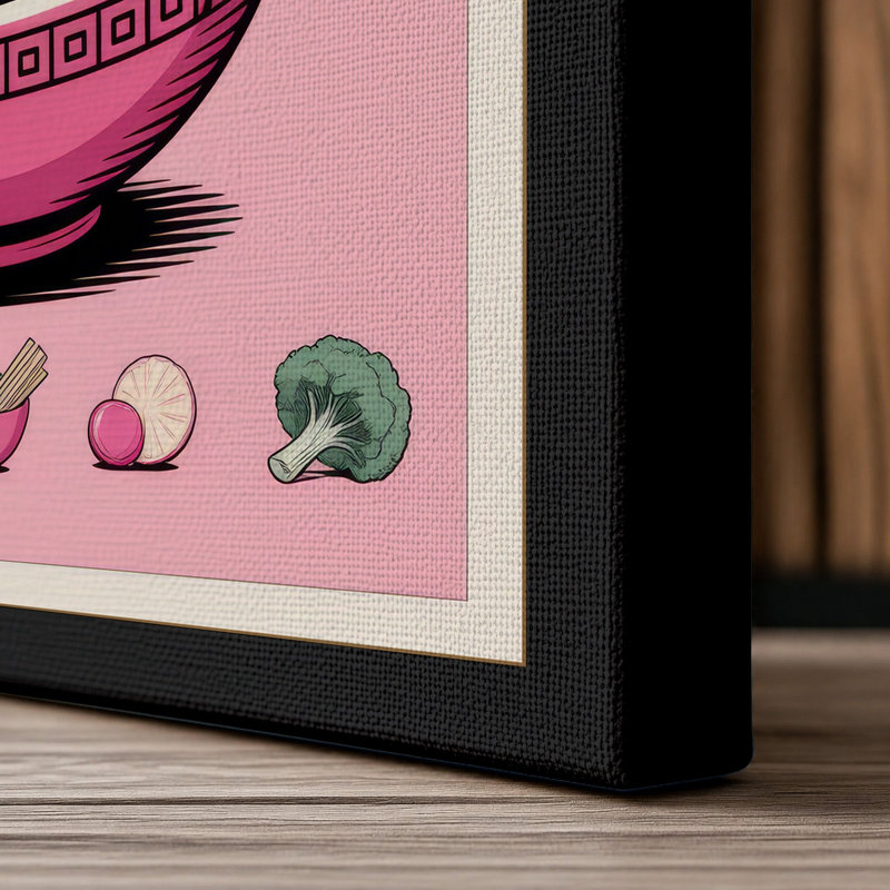 Ramen Cat Dreams Modern - Wrapped Canvas, 36x24 - 91.4 x 61.0 cm, Black Border