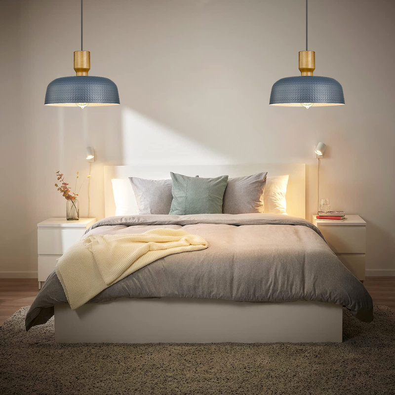 Luminaire suspendu à 2 lumières Mikaili, Bleu, paquet de 2