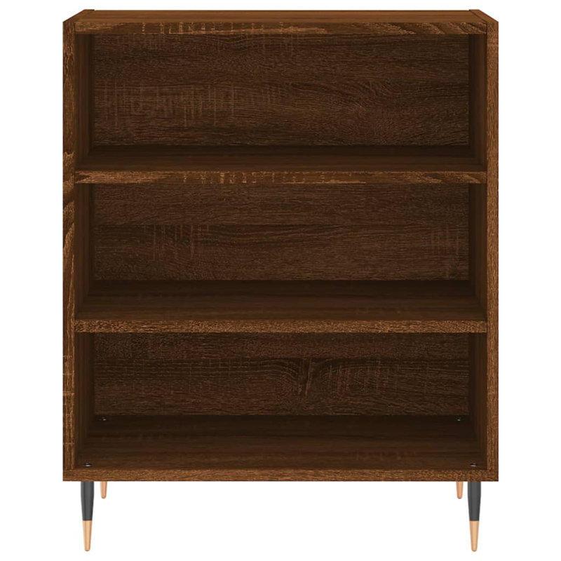 Manrey Bookcase, Concrete Grey/Gold, (3 Shelves) 90 cm H x 69.5 cm W x 32.5 cm D