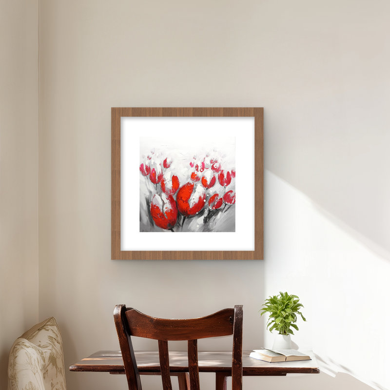 Red Tulips - Bureau gris avec imprimé mat pour la décoration intérieure