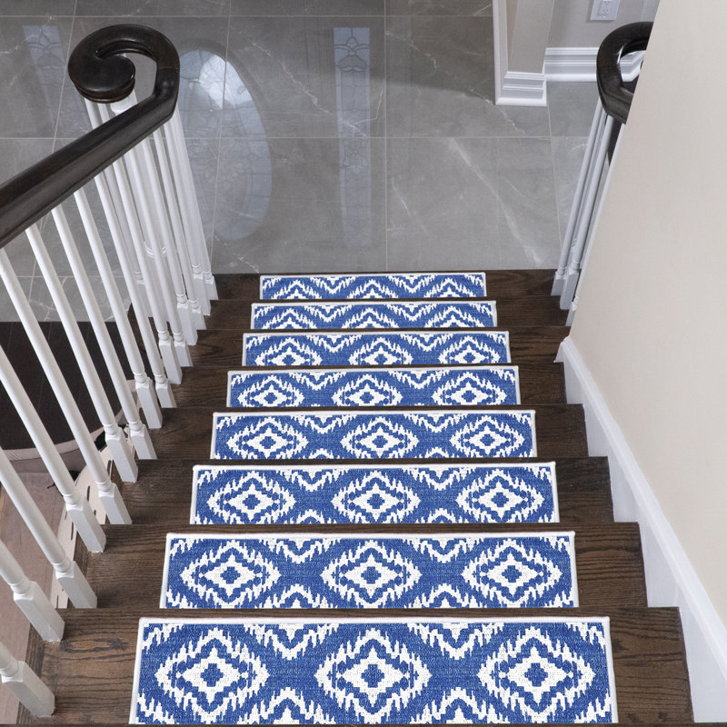Tapis d'escalier intérieur antidérapant Osnabrock, Bleu marine