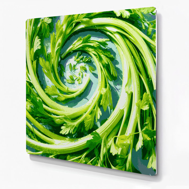 Légumes, art mural vert céleri en métal, H 12 po x l 12 po