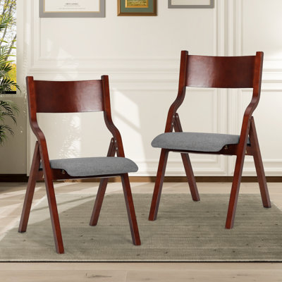Nazifah Foldable Dining Chairs Bistro Chairs With Wooden Back And Padded Seats For Kitchen, Wedding, And Picnic