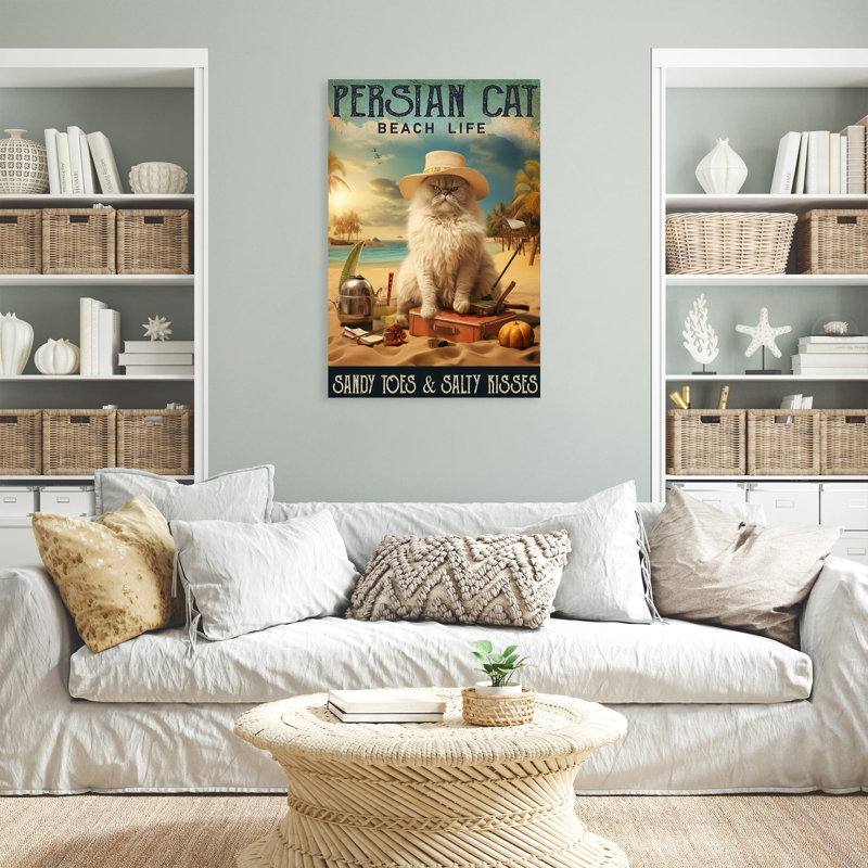 Vie de plage de chat persan, H 36 po x l 24 po x P 1,25 po