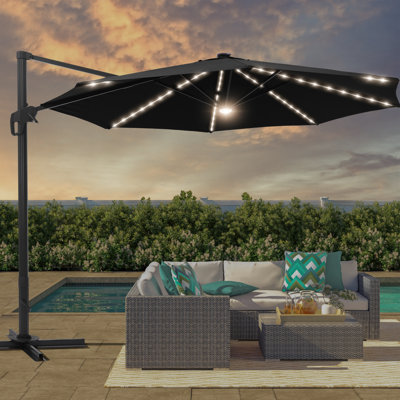 Alissiya 132'' Lighted Cantilever Umbrella
