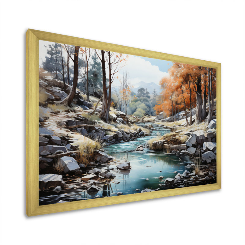 Cascade de sérénité, impression d'art mural, H 12 po x l 20 po x P 1 po, Cadre doré
