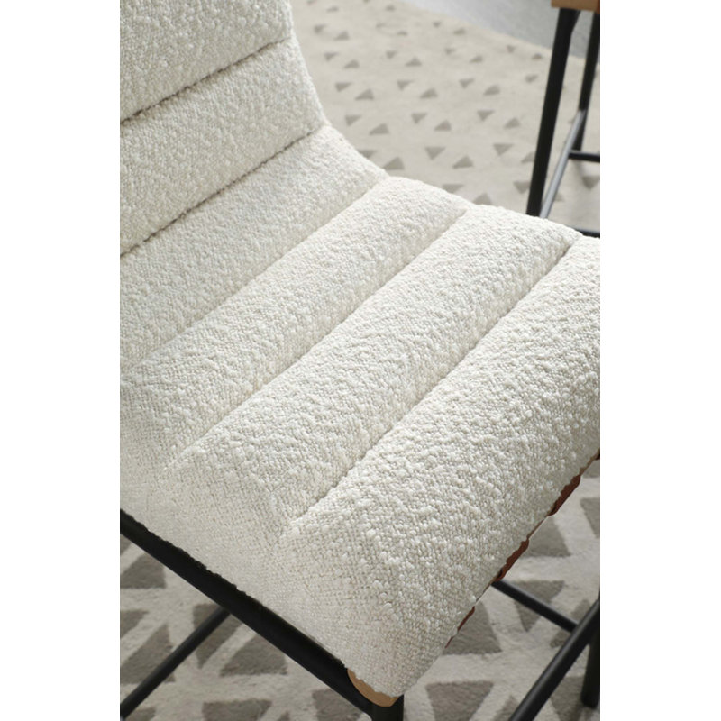 Liana 17.75"W Boucle Fabric Counter Height Chair, White