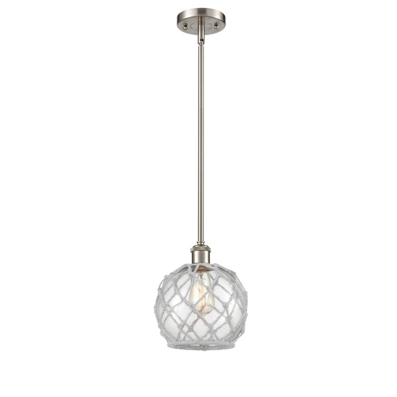 Tobey 1 - Light Single Pendant, Matte Brown, Clear/White, 10" H x 8" W x 8" D