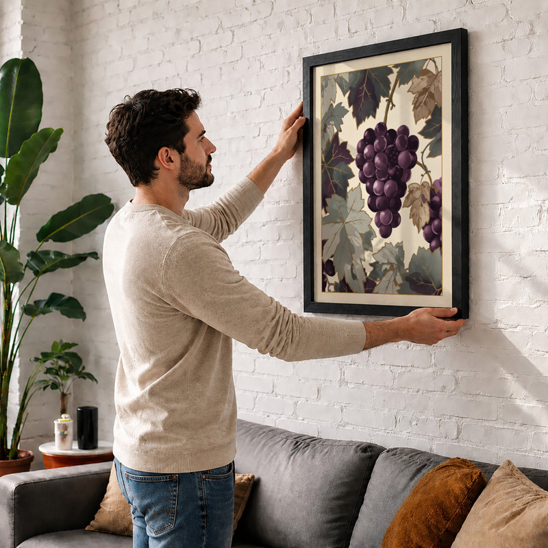 Vineyard Study Botanical - Framed Print, Oak, A3 - 42.0 x 29.7 cm