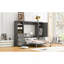 Grand lit escamotable mural avec placard, tiroirs et tablettes, gris