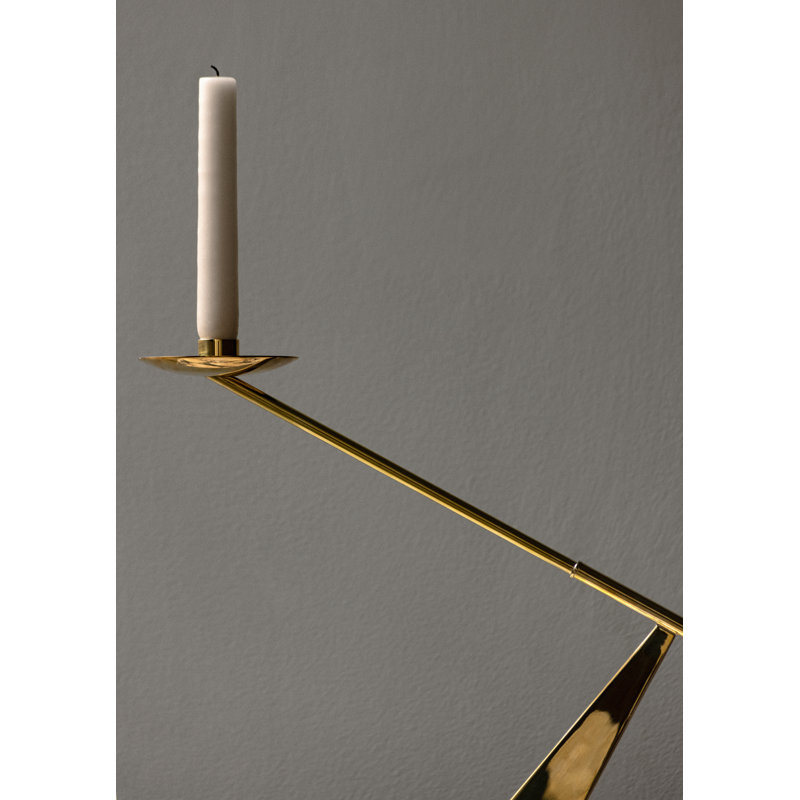 Interconnect Candlestick, Polished Brass, 16.3" H x 27.6" W x 5.1" D