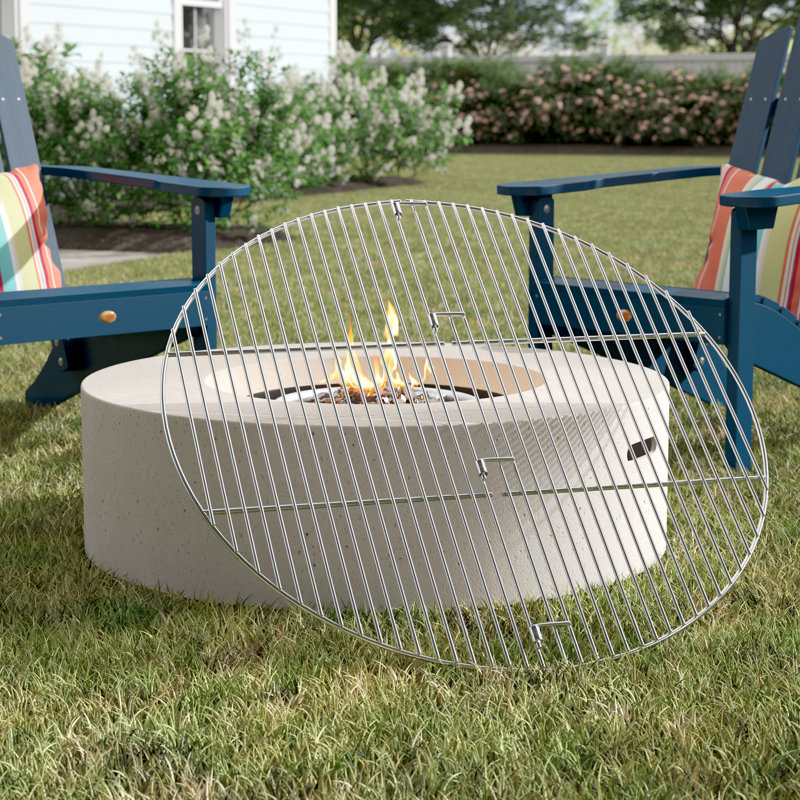 Grille de cuisson pour foyer pliable ronde en acier chromé Reliford - 40 po, H 1 po x l 40 po x P 40 po