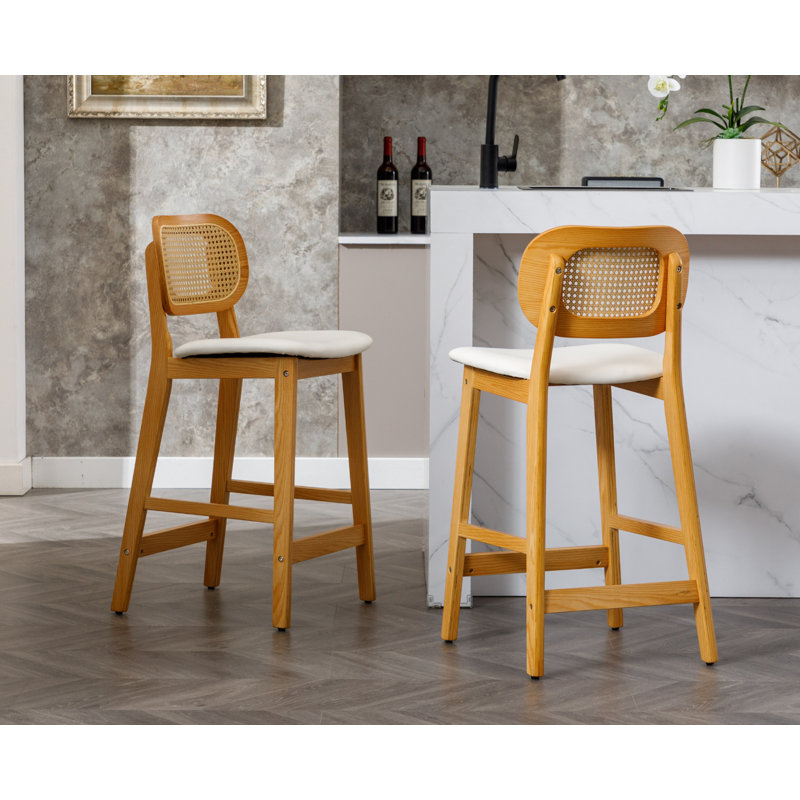 Aliysha Upholstered Counter Stool, White PU Leather