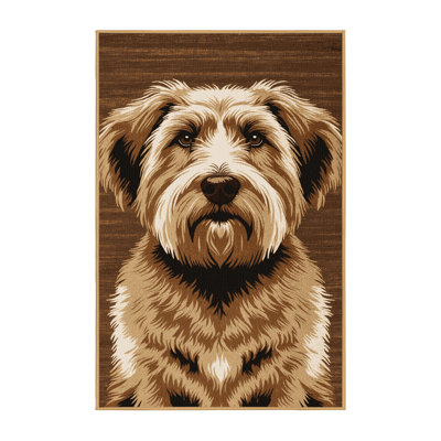 Washable Briard Dogs Area Rug