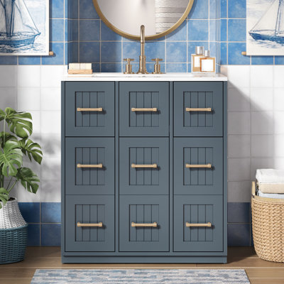 Meuble-lavabo simple 30 po avec comptoir en céramique et meuble-lavabo simple autoportant 30 po