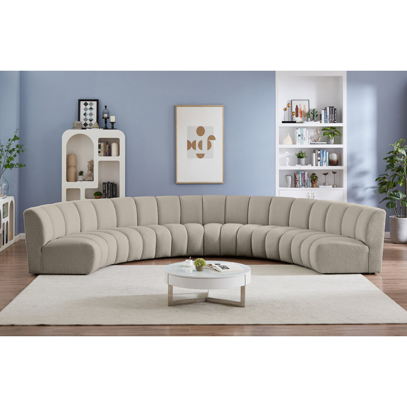 Canapé modulaire de coin Infinity, Tissu brun bouclé