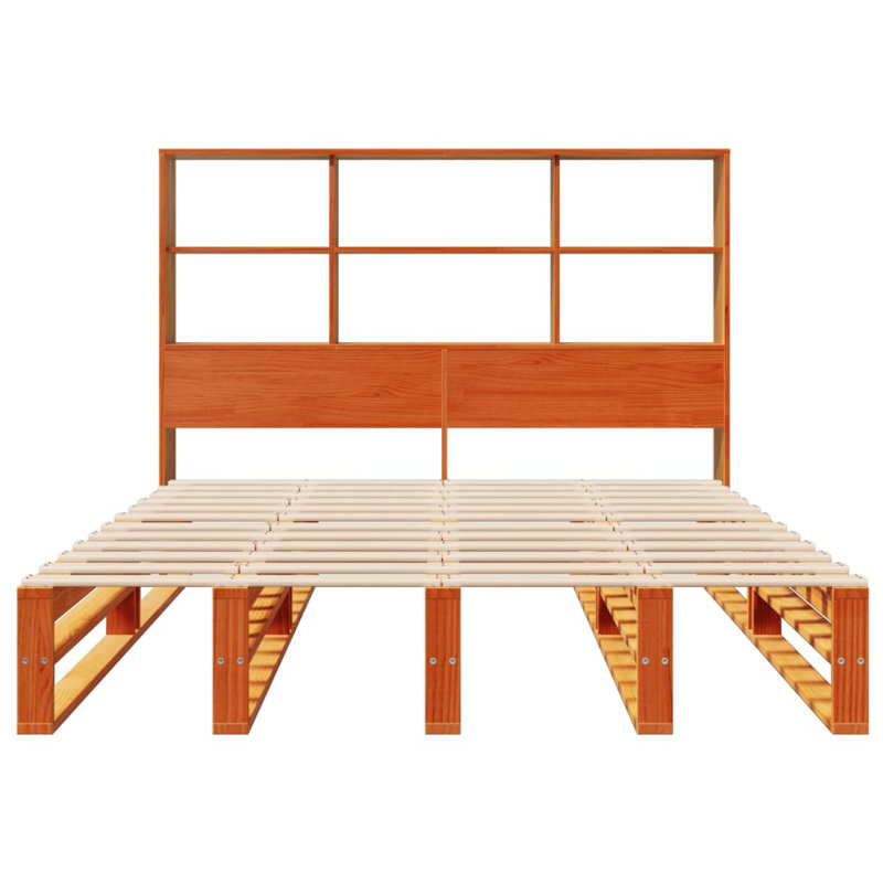 Saleem Solid Wood Bed, 110cm H x 223cm W x 166cm D, Wax Brown