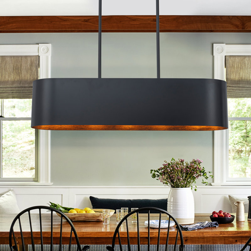 39" Modern 5-Light Dimmable Brass Oval Kitchen Island Chandelier, Black