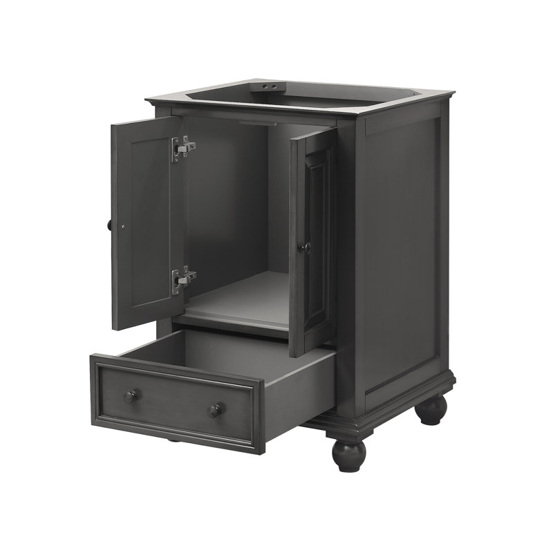 Thompson 25" Single Modern Bathroom Vanity Set, Charcoal Glaze, Carrera White