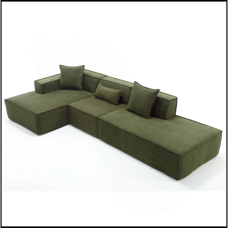 Ensemble de canapé modulaire Boneless, Polyester vert, Orienté à gauche (vu de face)