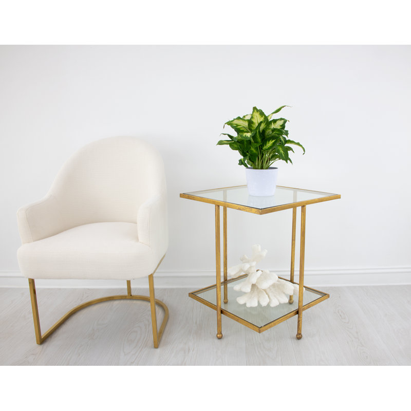 Romana End Table, Antiqued Gold Leaf