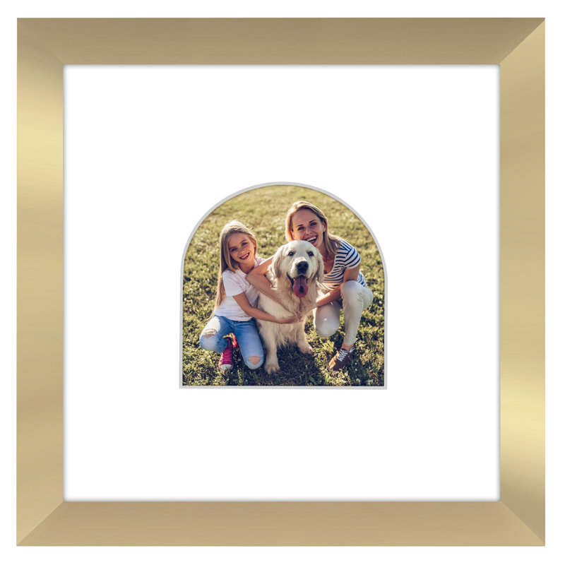 Cadre photo avec tapis en forme d'arche - Idéal pour toute pièce, salon, dortoir, Gold, 8 po x 8 po
