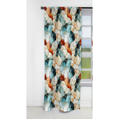 Multicolor Marble Mosaic Harmony Pattern - Abstract Marble Marble Blackout Curtain - 1 Panels