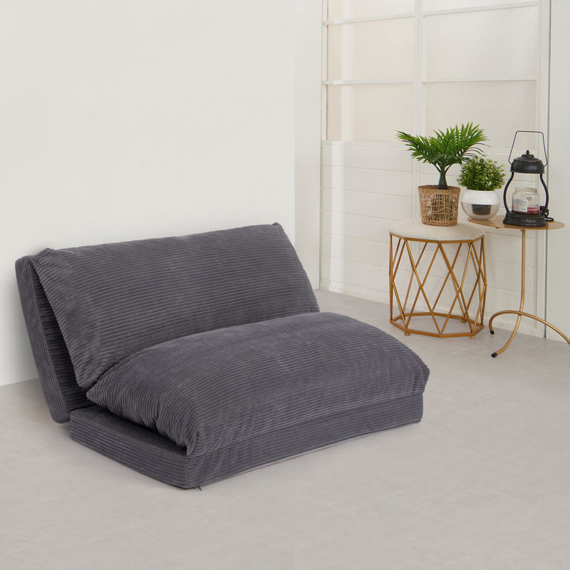 Bean Bag Lounger, 30" H x 47.2" W x 30" D, Corduroy Gray