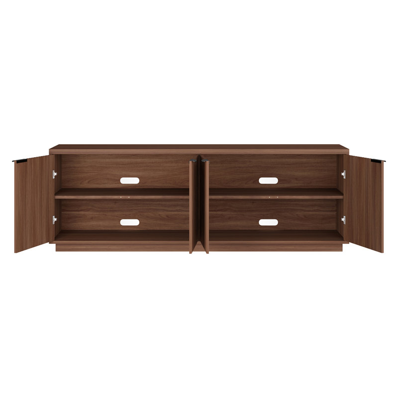 Mansfield Fluted Door Manufactured Wood TV Stand with Plinth Base, Satin Walnut