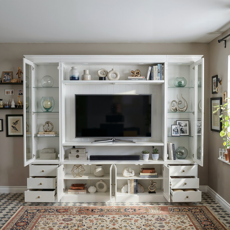 Meuble audio-vidéo de style campagnard en bois trempé 101,7 po Soild