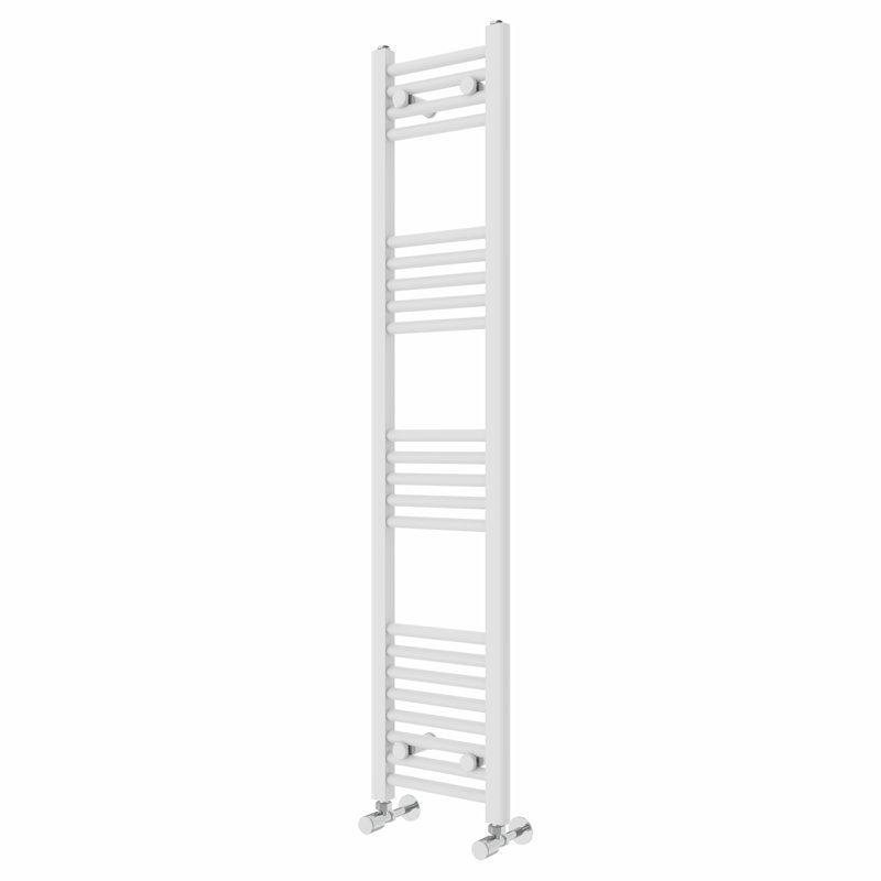 Wiest Straight Heated Towel Rail Radiator Bathroom Ladder Warmer, 140cm H x 30cm W x 3cm D, White
