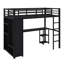 Lit mezzanine tout-en-un avec garde-robe intégré, bureau d'étude et nombreuses tablettes de rangement