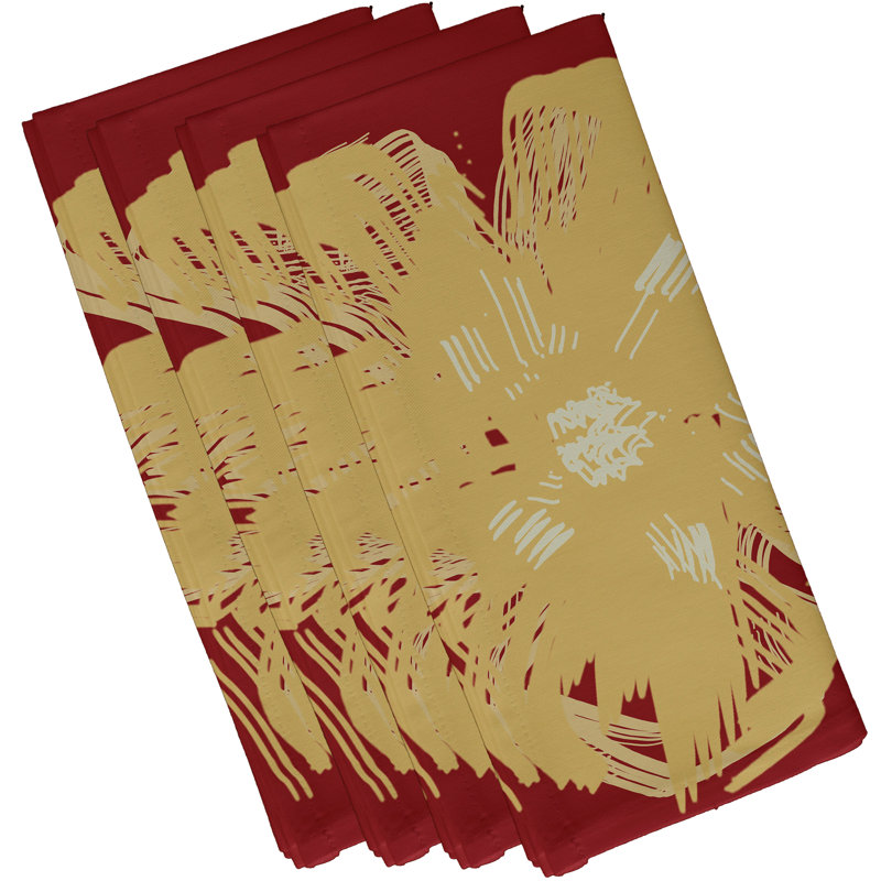 Ensemble de serviettes 4 pièces Brainard, L 18 po x L 18 po, Jaune / Rouge