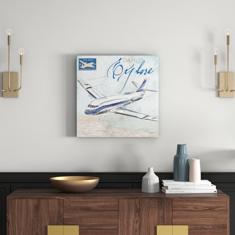 'Airplane I' by Tre Sorelle Studios Vintage Advertisement on Wrapped Canvas