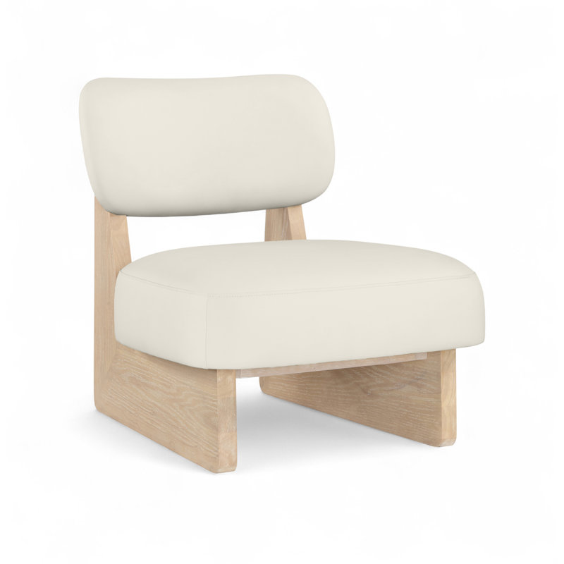 Fauteuil d'appoint en cuir Vetra Lystra, Crème végétalien en cuir, Naturel