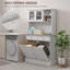 Armoire de rangement pour garde-manger 68 po avec station de charge, 2 armoires à ordures inclinables et support pour micro-ondes, huche de cuisine autoportante avec portes en verre et tablette réglable-1585372974