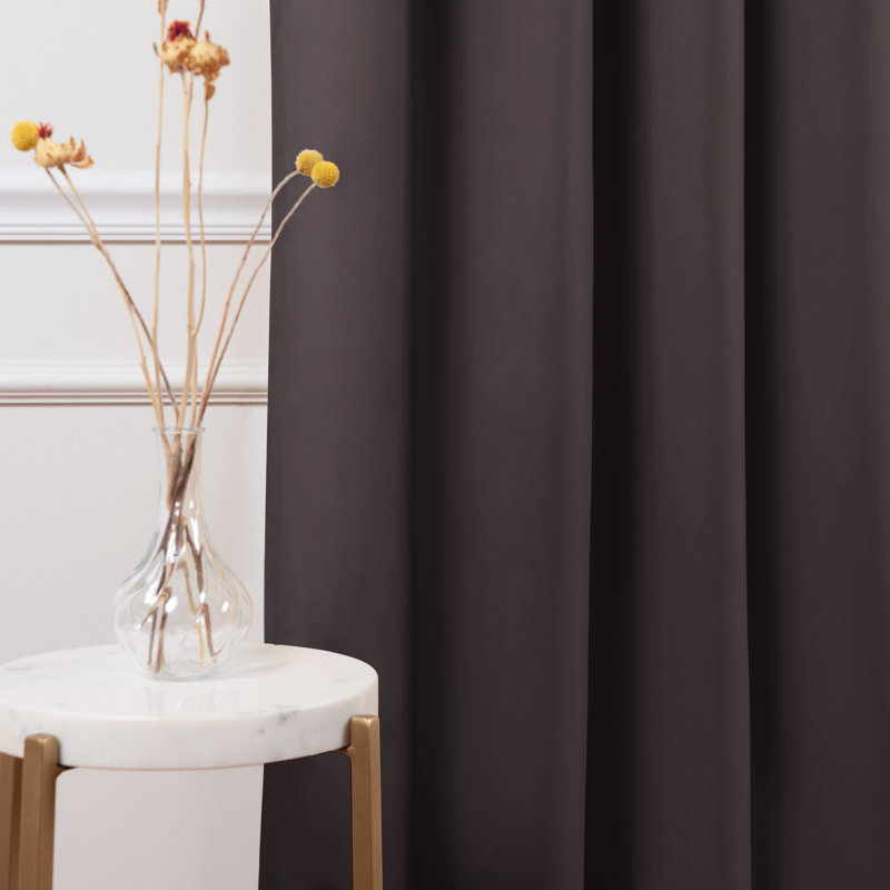 Schaeffer Solid Blackout Thermal Grommet Curtain Panels, Dark Gray, 52" W x 72" L