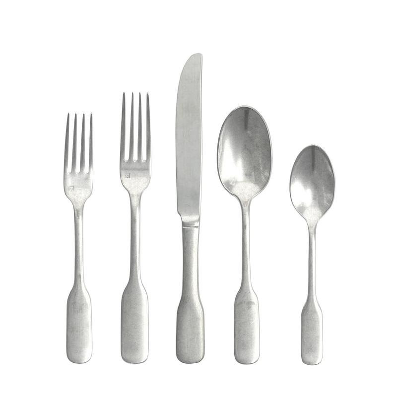 Ashton 5 Piece 18/10 Stainless Steel Flatware Set, Service for 1, Tumbled Nickel