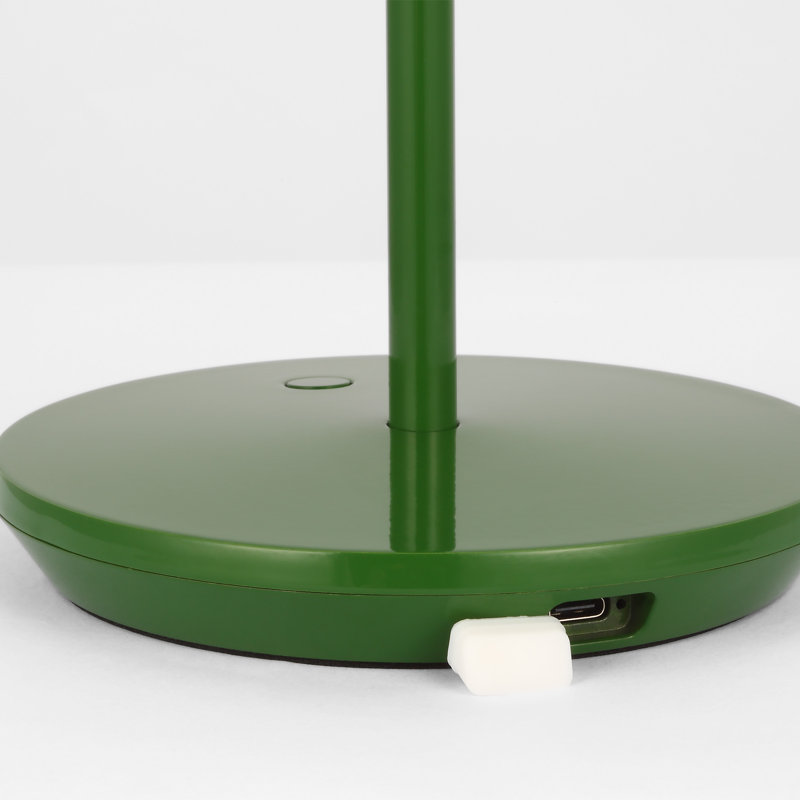 Rukija 1-Light Modern Rechargeable Table Lamp with Shade, Green