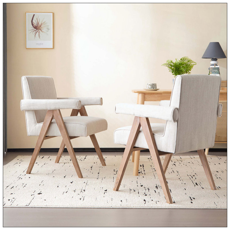 Fauteuil rembourré en tissu Poppy idéal pour la salle à manger à la maison, Beige