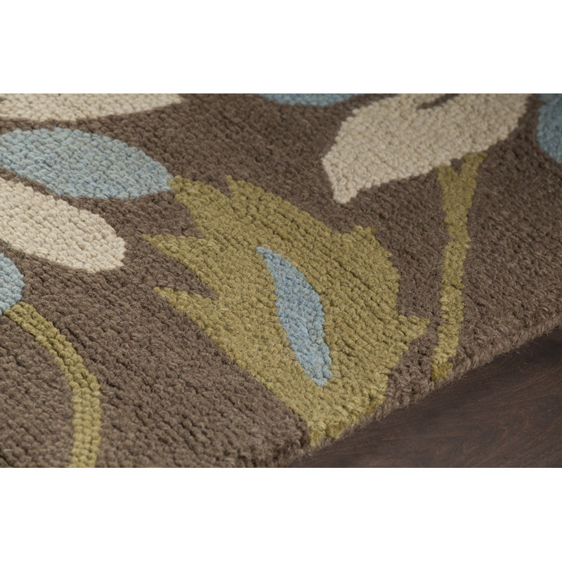 Tapis en laine à motif cachemire transitionnel bleu, brun, vert, orange et crème Medford Authentic